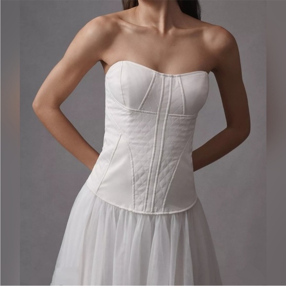 Anthropologie Dresses & Skirts - NWT Anthropologie BHLDN Strapless Satin/Tulle-Skirt Tea Length Dress Medium